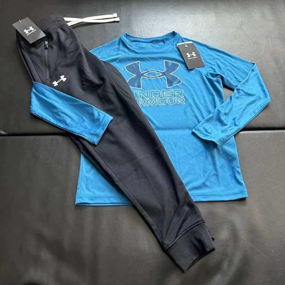 NWT Under Armour Jogger & Long Sleeve Tee Set Boys Youth Size Small